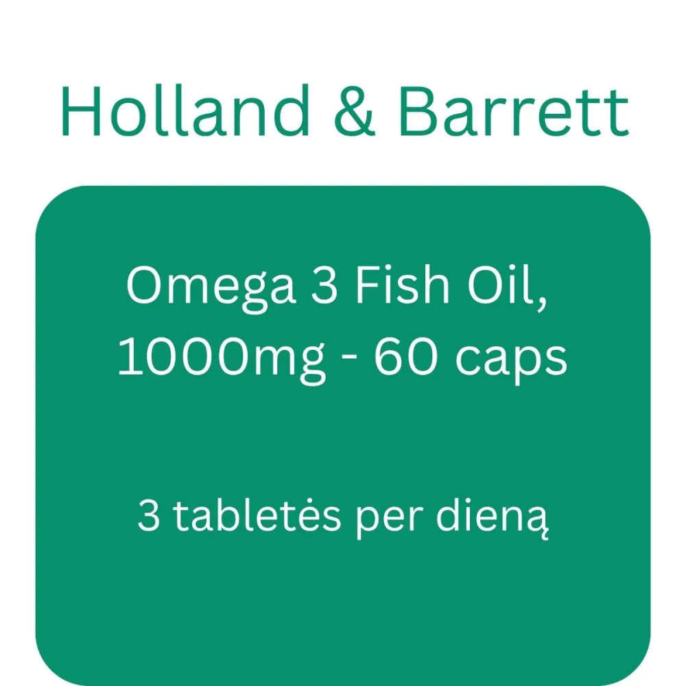 Omega 3 Fish Oil 1000mg - 60 caps - Holland & Barrett - Papildai