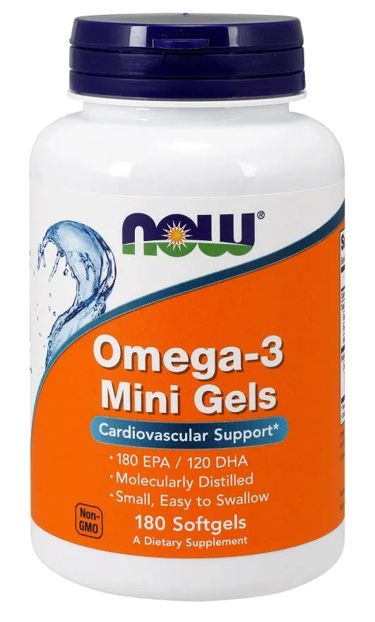 Omega-3 Mini Gels - 180 softgels - NOW Foods - Papildai