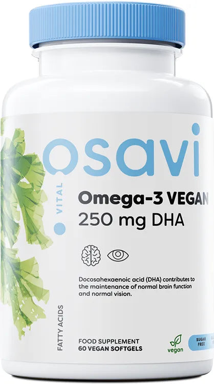 Omega-3 Vegan 250mg DHA - 60 softgels - Osavi - Papildai
