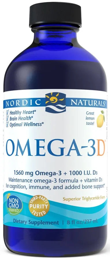 Omega-3D 1560mg Lemon - 237 ml - Nordic Naturals - Papildai