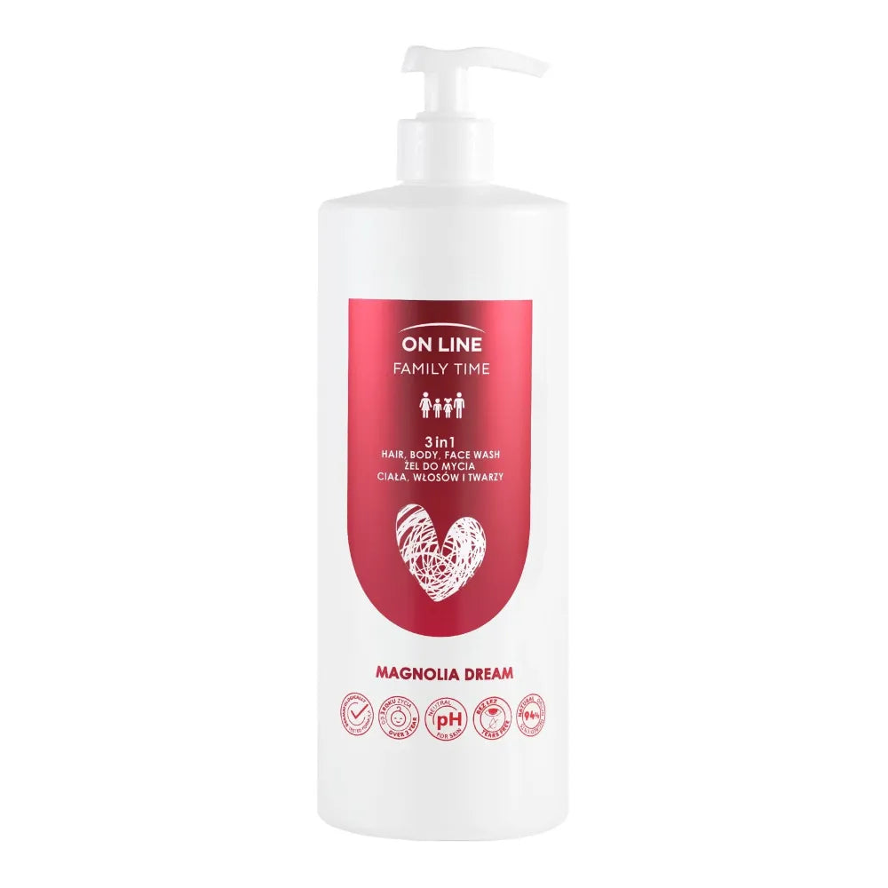 ON LINE Family Time 3-in-1 Body Hair and Face Wash - Magnolia Dream 850 ml - Kosmetika