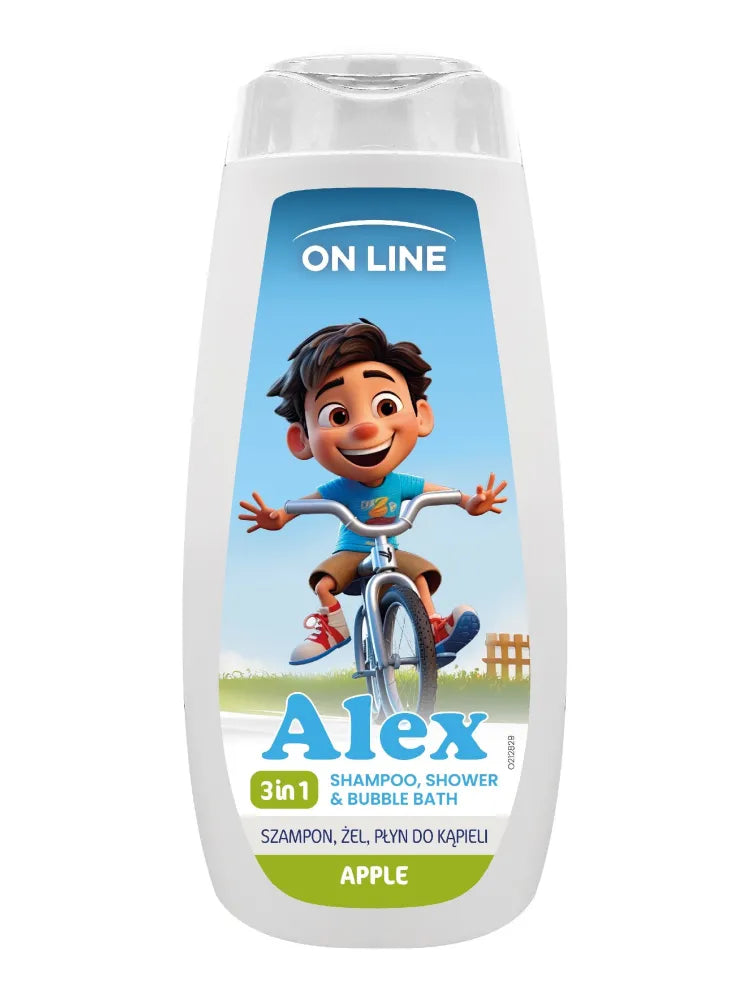 ON LINE KIDS Alex 3in1 šampūnas gelis vonios skystis - Obuolių 400 ml - Kosmetika