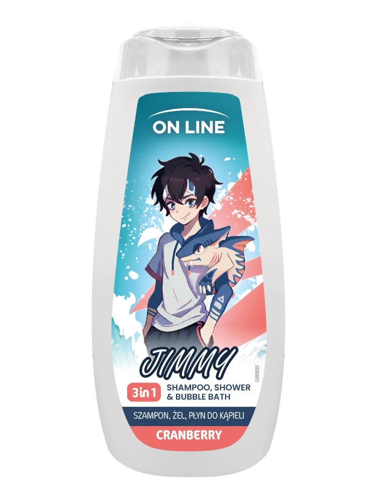 ON LINE KIDS Jimmy 3in1 šampūnas gelis vonios skystis - spanguolė 400 ml - Kosmetika