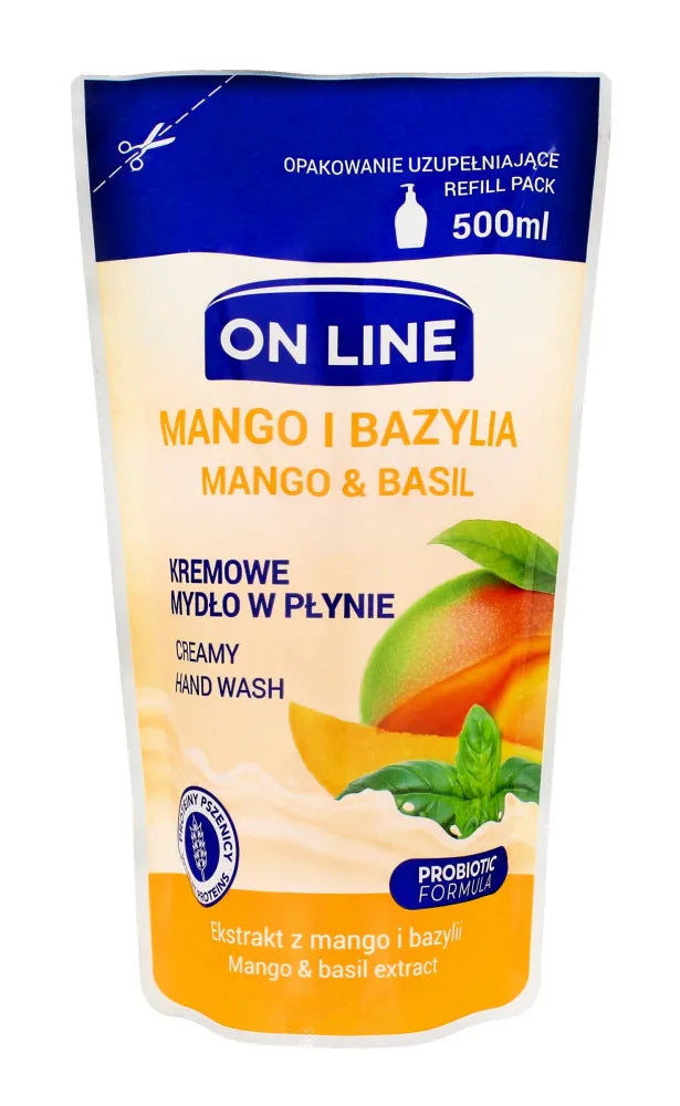 On Line Mango and Basil kreminis skystas muilas - papildymas 500ml - Kosmetika