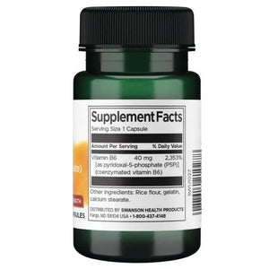 P-5-P Pyridoxal-5-Phosphate - Širdžiai - 40 mg - N60 - Piridoksalis-5-fosfatas - Swanson - Papildai