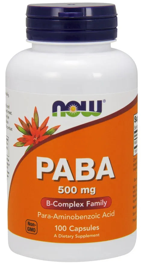PABA 500mg - 100 caps - NOW Foods - Papildai