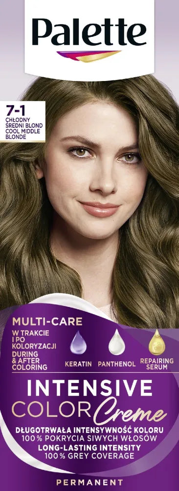 Palette Intensive Color Creme Dažymo kremas Nr. 7-1 Šaltas vidutinio šviesumo blondinas 1 vnt. - Kosmetika
