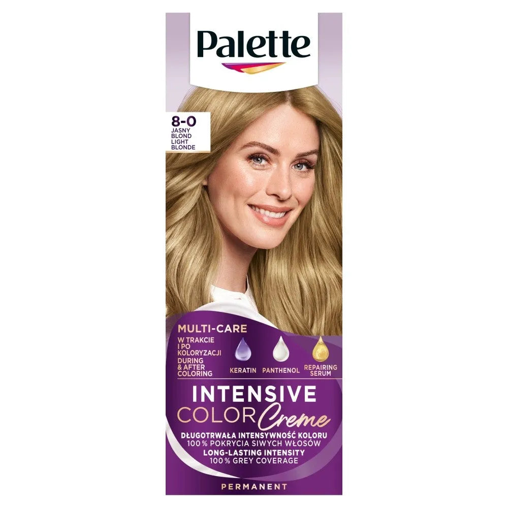 Palette Intensive Color Creme Dažymo kremas Nr. 8-0 - Šviesus blondinas 1op. - Kosmetika