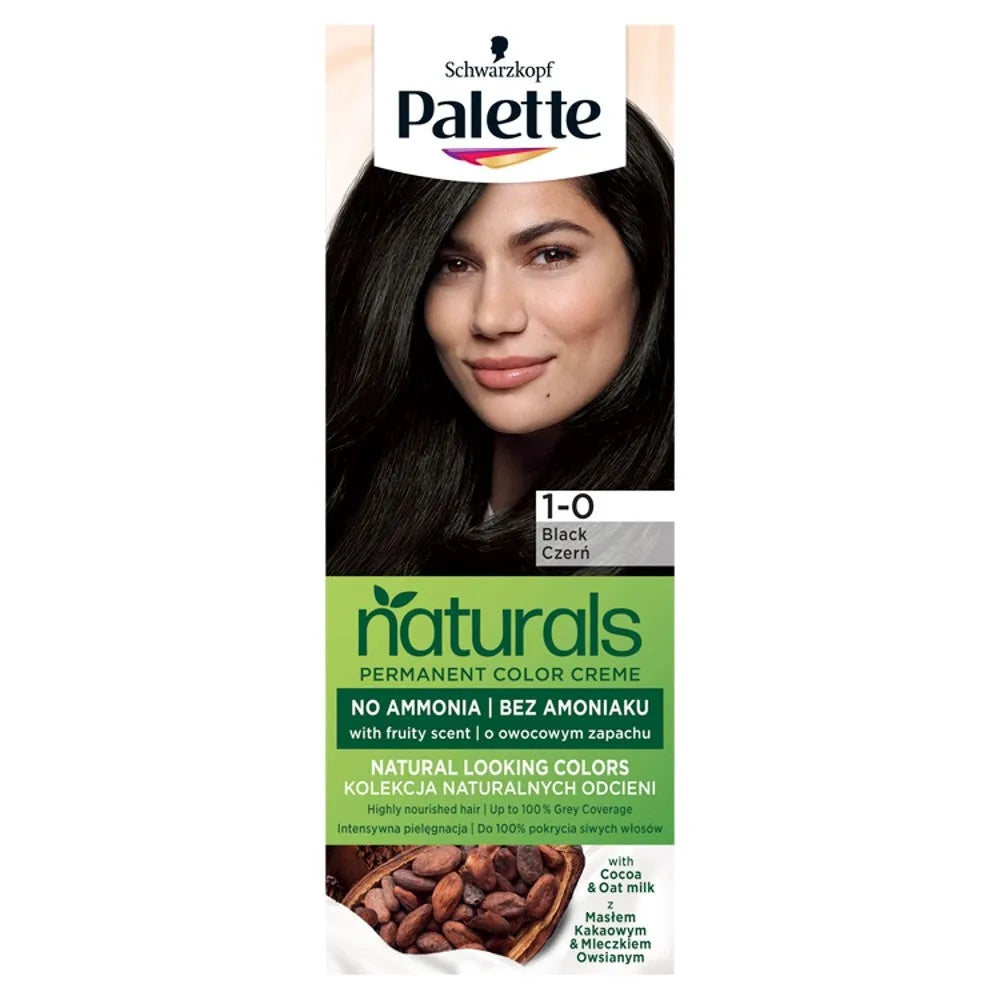 PALETTE Naturals Nuolatinė spalva kremas plaukų dažai nr. 1-0 juodas 1 vnt. - Kosmetika