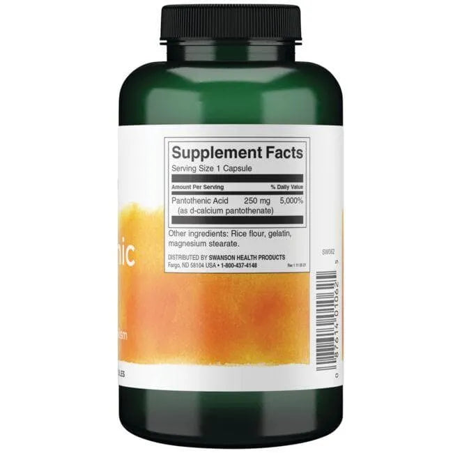 Pantothenic Acid - Energijai - Pantoteno rūgštis - 250 mg - N250 - Swanson - Papildai