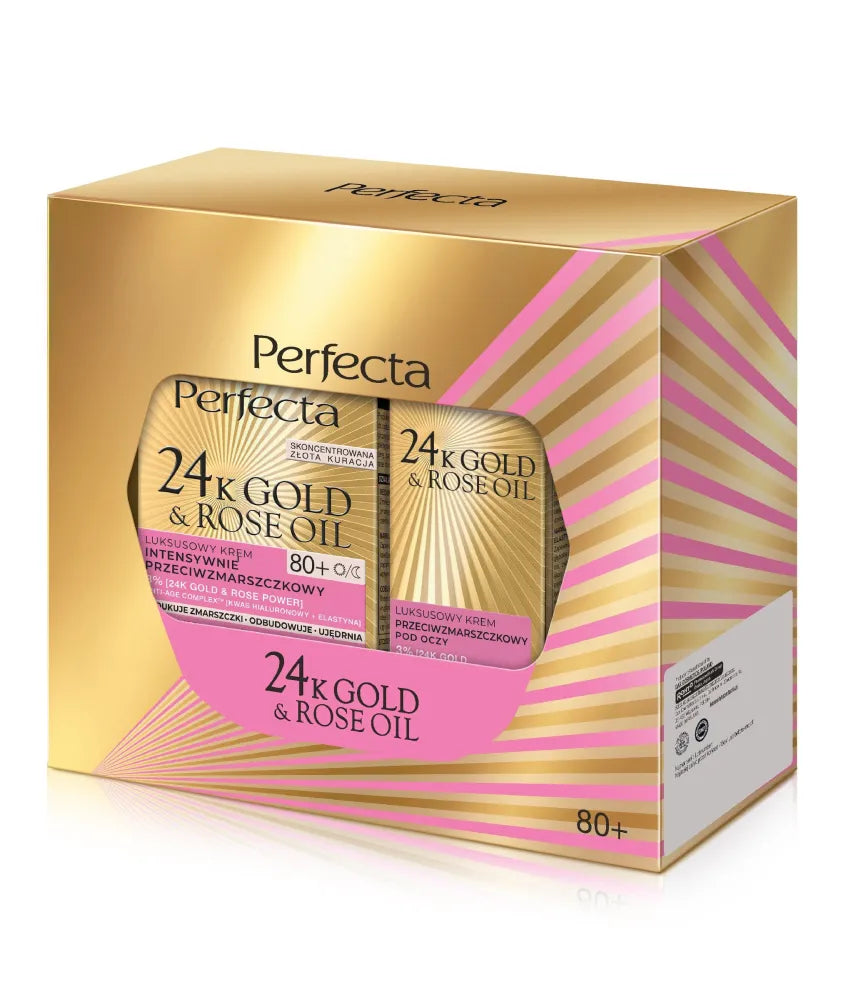PERFECTA 24K Gold & Rose Oil Dovanų rinkinys (dieninė ir naktinė kremas 80+ akių kremas) - Kosmetika