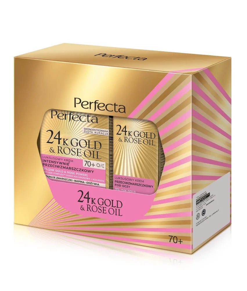 PERFECTA 24K Gold & Rose Oil Dovanų rinkinys (dieninė ir naktinė kremas 70+ akių kremas) - Kosmetika