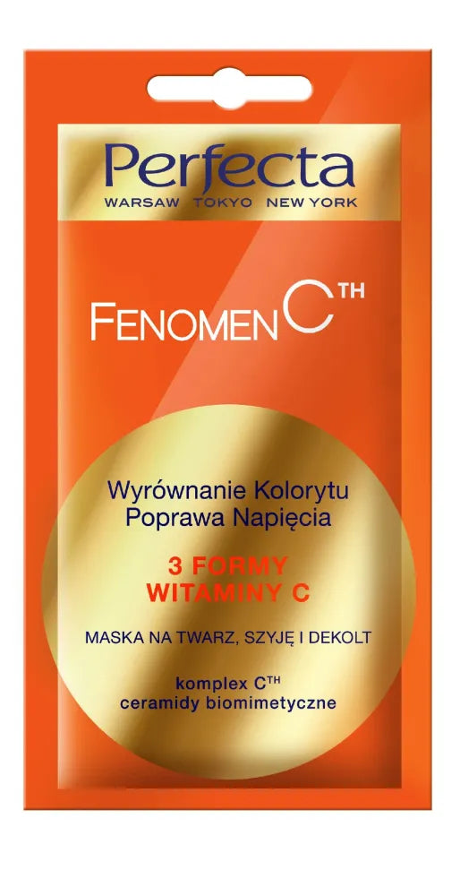 Perfecta Beauty Fenomen C Mask for the face neck and cleavage - išlygina spalvą ir gerina įtempimą 8ml - Kosmetika