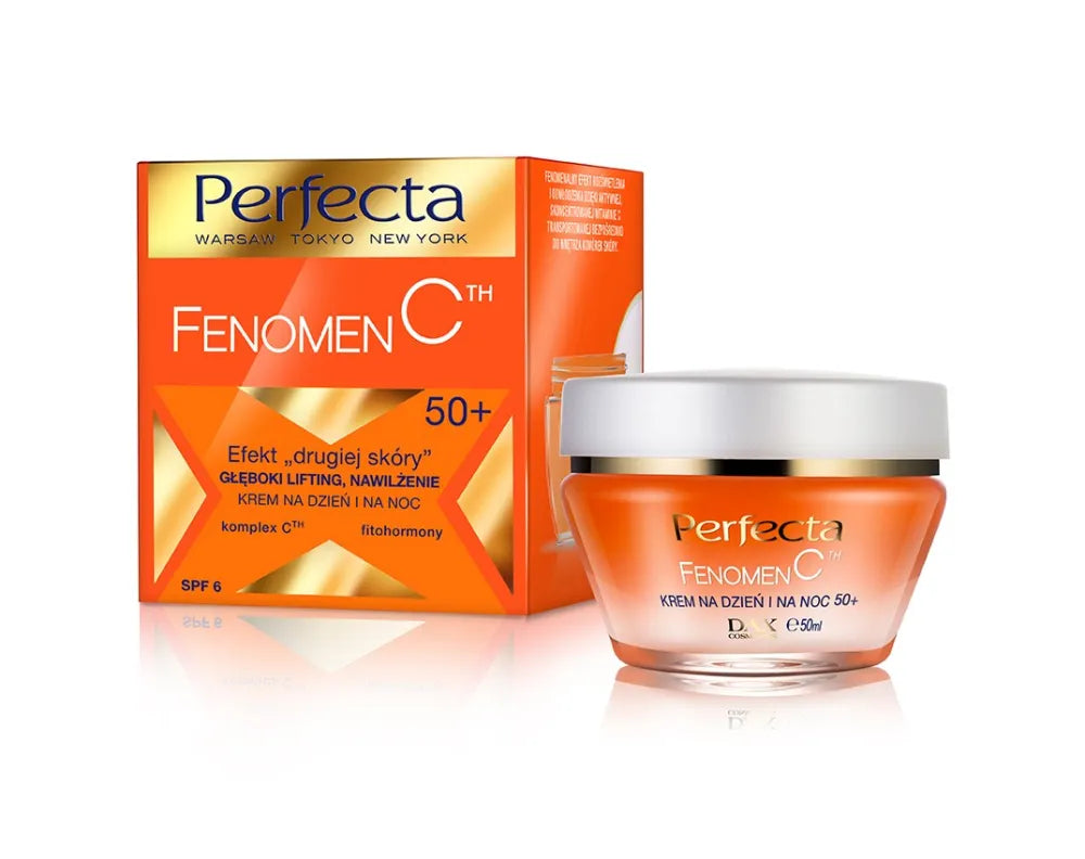 Perfecta Fenomen C 50+ Kremas „antrojo odos“ efekto giliam pakėlimui drėkinimui dienai ir nakčiai 50ml - Kosmetika