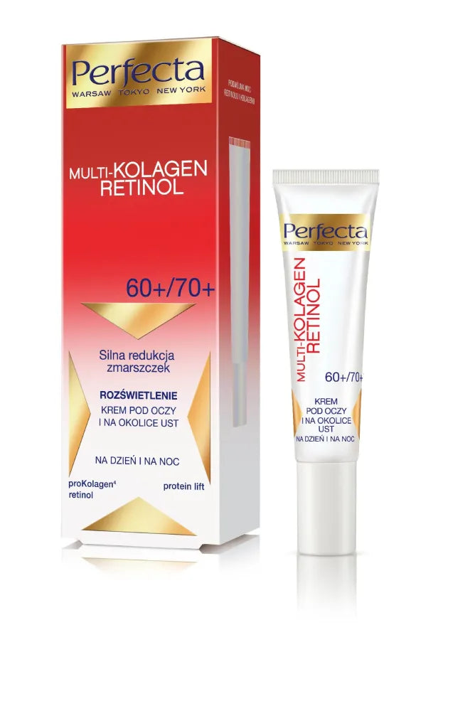 Perfecta Multi-Collagen Retinol 60+/70+ raukšlių mažinimo ir šviesinimo kremas po akimis vokams 15ml - Kosmetika