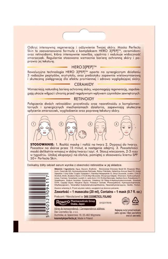 PERFECTA Skin MK Rejuvenating mask - serum on fabric anti-wrinkle 20 ml. - Kosmetika