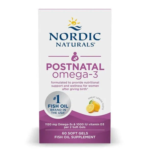 Postnatal Omega-3 1120mg Lemon - 60 softgels - Nordic Naturals - Papildai