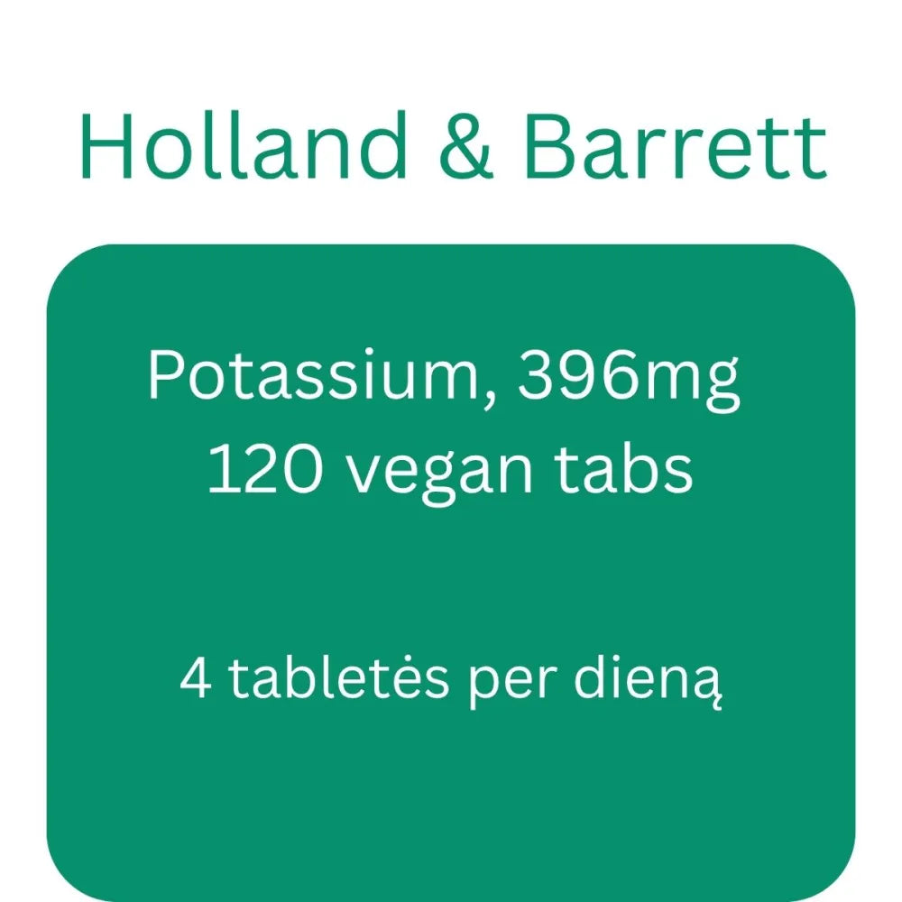 Potassium 396mg - 120 vegan tabs - Holland & Barrett - Papildai