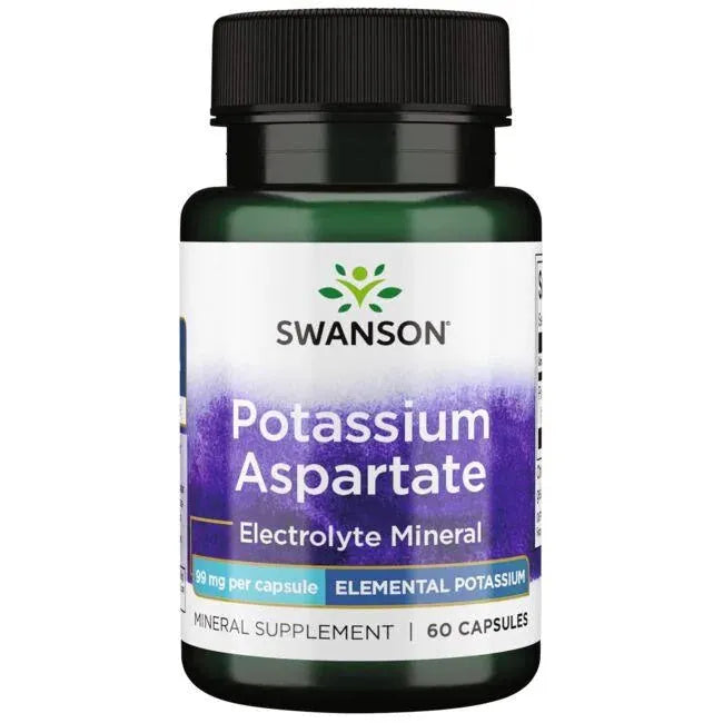 Potassium Aspartate 99mg - 60 caps - Swanson - Papildai