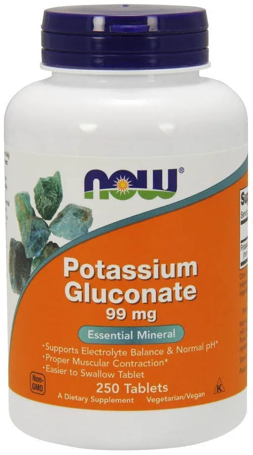 Potassium Gluconate 99mg - 250 tablets - NOW Foods - Papildai