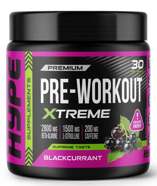 Pre-Workout Xtreme Blackcurrant - 300g - Hype - Sporto papildai