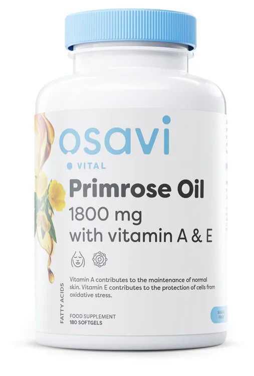 Primrose Oil with Vitamin A & E 1800mg - 180 softgels - Osavi - Papildai