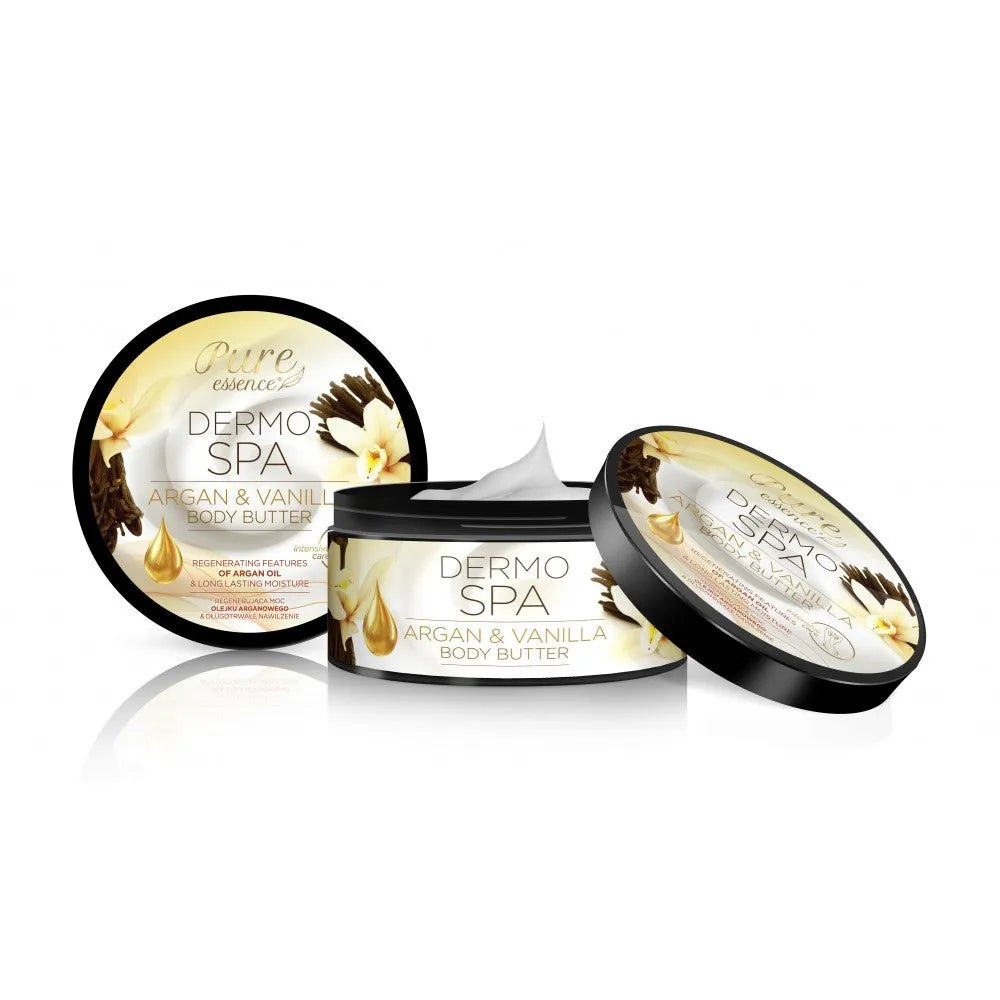 PURE ESSENCE Dermo Spa Regeneruojantis Kūno Milteliai Argan & Vanilla 200ml - Kosmetika