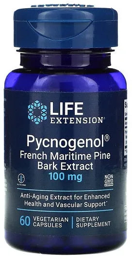 Pycnogenol French Maritime Pine Bark Extract 100mg - 60 vcaps - Life Extension - Papildai