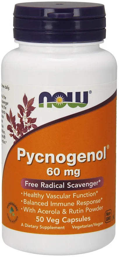 Pycnogenol with Acerola & Rutin Powder 60mg - 50 vcaps - NOW Foods - Papildai