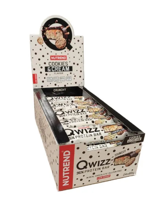 Qwizz 35% Protein Bar Cookies & Cream - 24 x 60g - Nutrend - Maistas