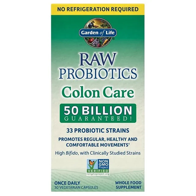 Raw Probiotics Colon Care - 30 vcaps - Garden of Life - Papildai
