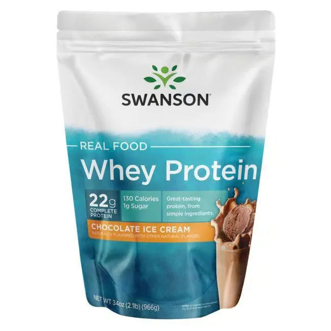 Real Food Whey Protein - Chocolate Ice Cream - 966 gr - Natūralūs maisto išrūgų baltymai - Swanson - Papildai