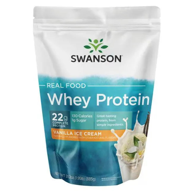 Real Food Whey Protein - Vanilla Ice Cream - 885 gr. - Natūralūs maisto išrūgų baltymai - Swanson - Papildai