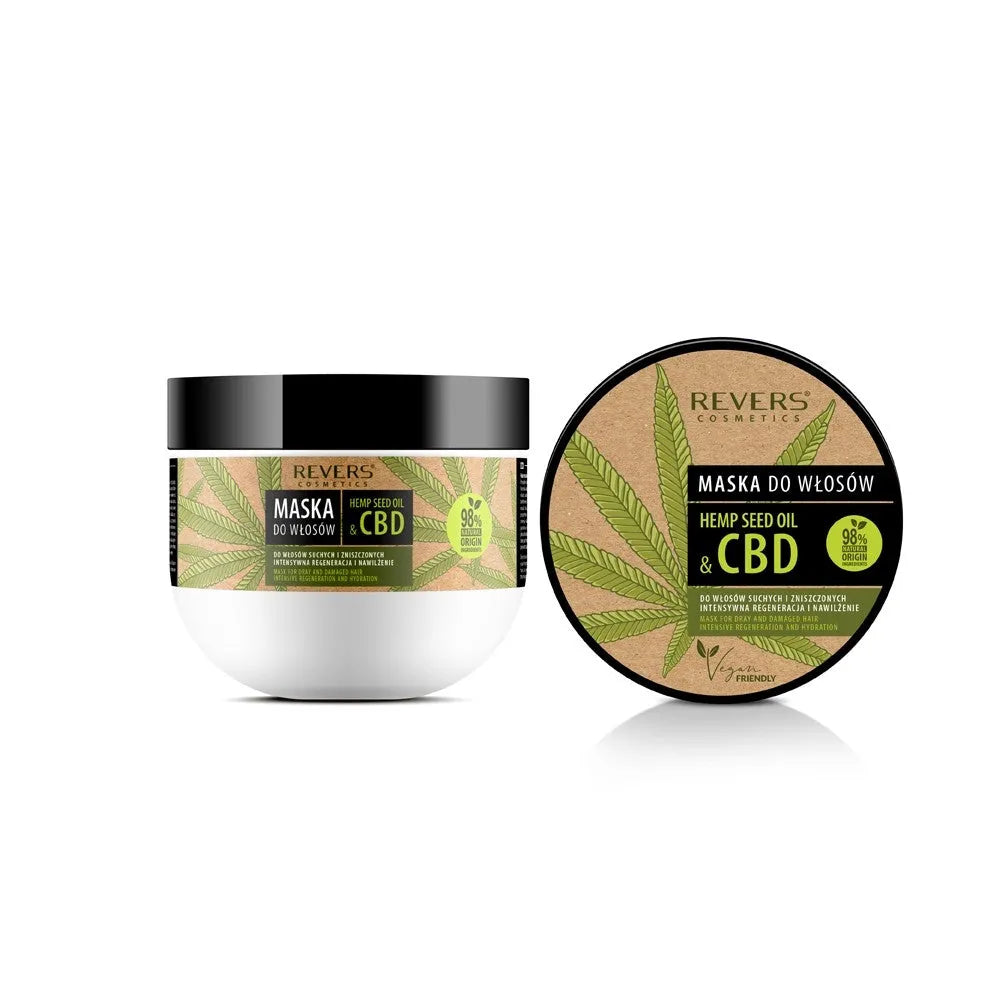 REVERS Hemp Seed Oil & CBD kaukė sausiems ir pažeistiems plaukams su kanapių aliejumi 250ml - Kosmetika