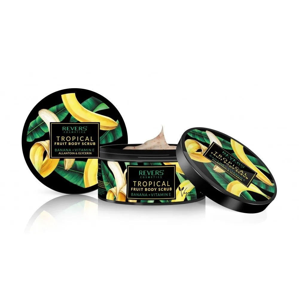REVERS Tropical Fruit Body Scrub Kūno šveitiklis - Banana + Vitamin E 200ml - Kosmetika