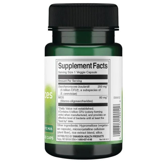 Saccharomyces Boulardii su prebiotiku MOS - 5 mlrd. - N30 - Swanson - Papildai