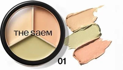 SAEM Cover Perfection Triple Pot Face Concealer 01 Correct Beige - Kosmetika