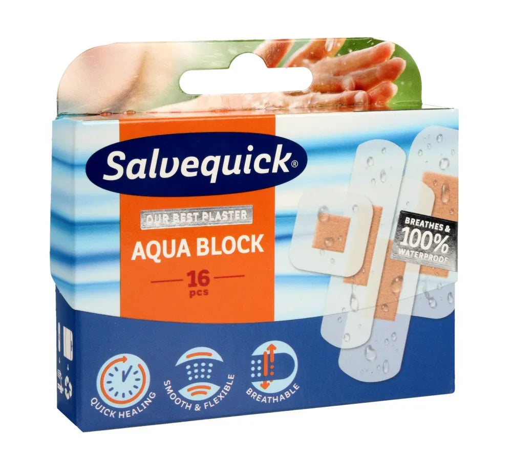 Salvequick Aqua Block Plasters 1 pakelis - 16 vnt. - Medicinos ir slaugos prekės