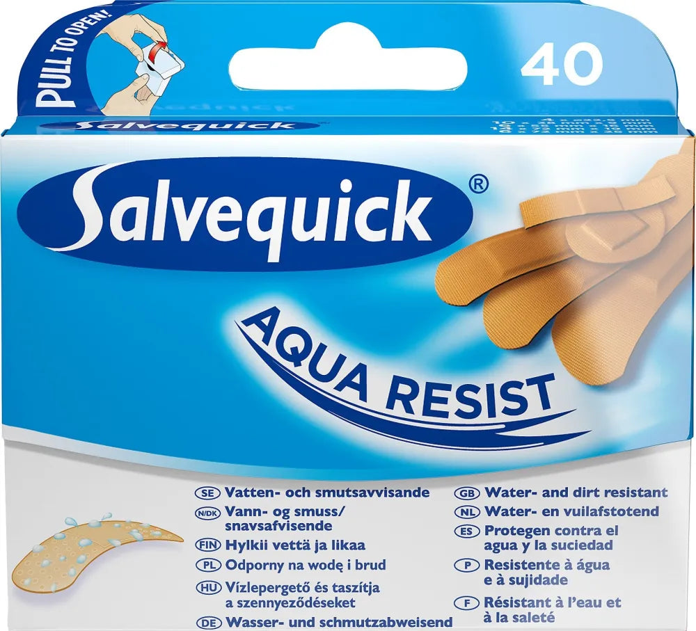Salvequick Aqua Resist vandeniui atsparūs pleistrai 1 pakuotė-40 vnt. - Medicinos ir slaugos prekės
