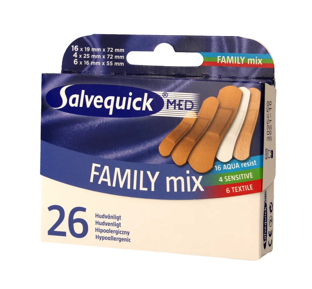 Salvequick Plasters Family Mix 1 pack - 26 vnt. - Medicinos ir slaugos prekės