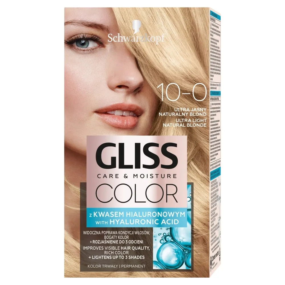 Schwarzkopf Gliss Color Care & Moisture Plaukų dažai 10-0 ultra šviesus natūralus šviesiaplaukis 1op. - Kosmetika