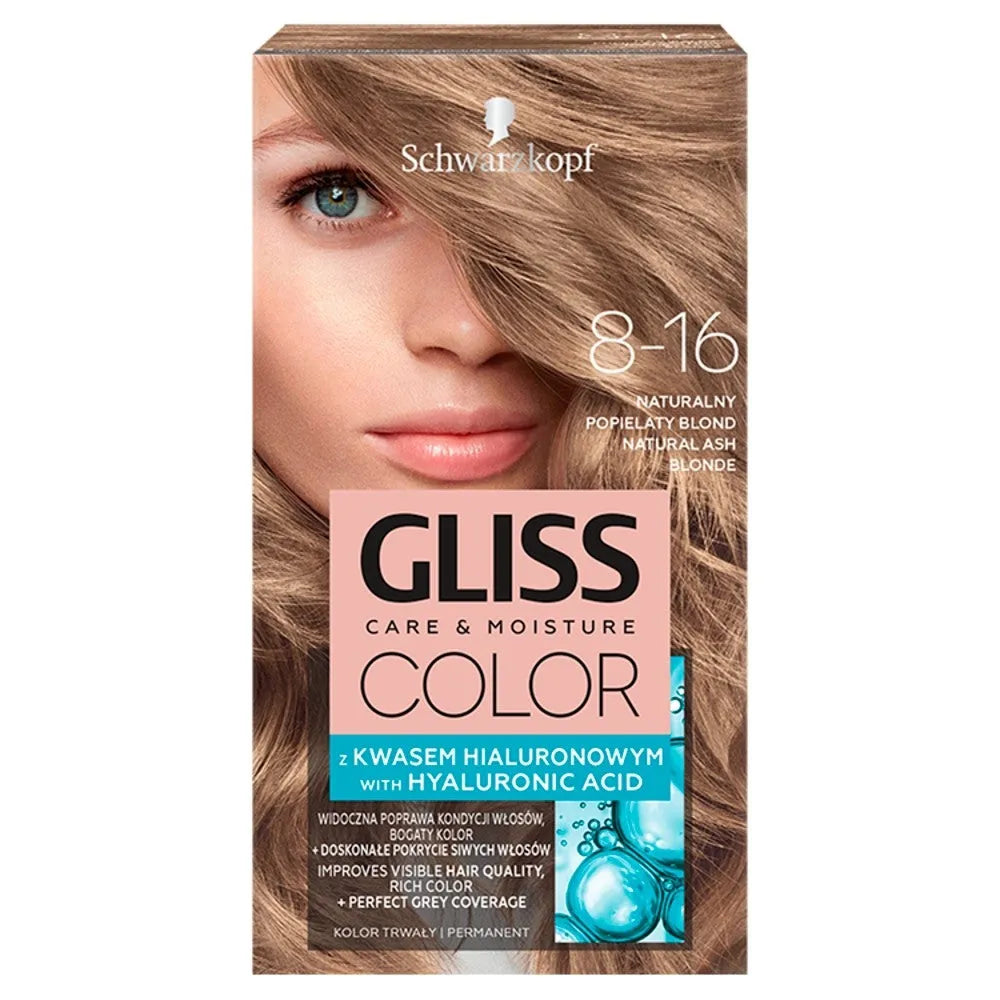 Schwarzkopf Gliss Color Dažymo kremas Nr. 8-16 Natūralus pelenų šviesus blondinas 1 vnt. - Kosmetika