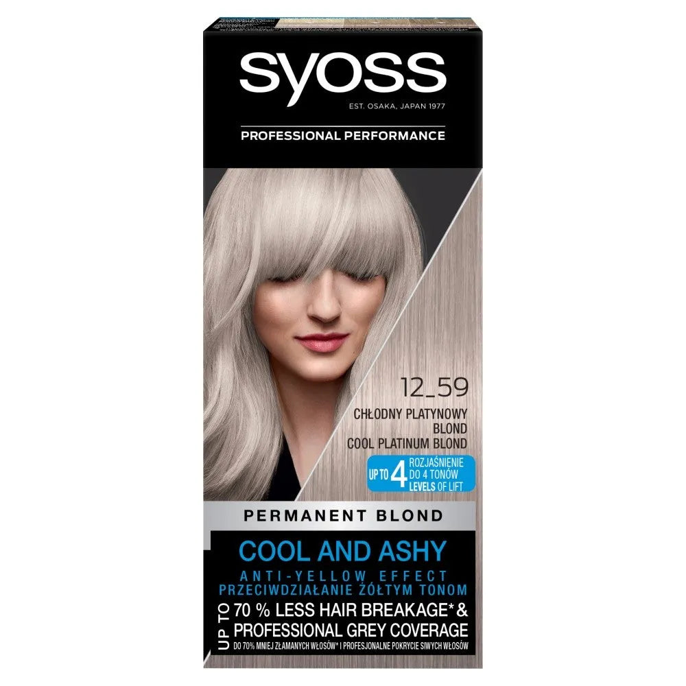 Schwarzkopf Syoss Hair Color Šaltieji Blondinai 12-59 Šaltas Platininis Blondinas 1op. - Kosmetika