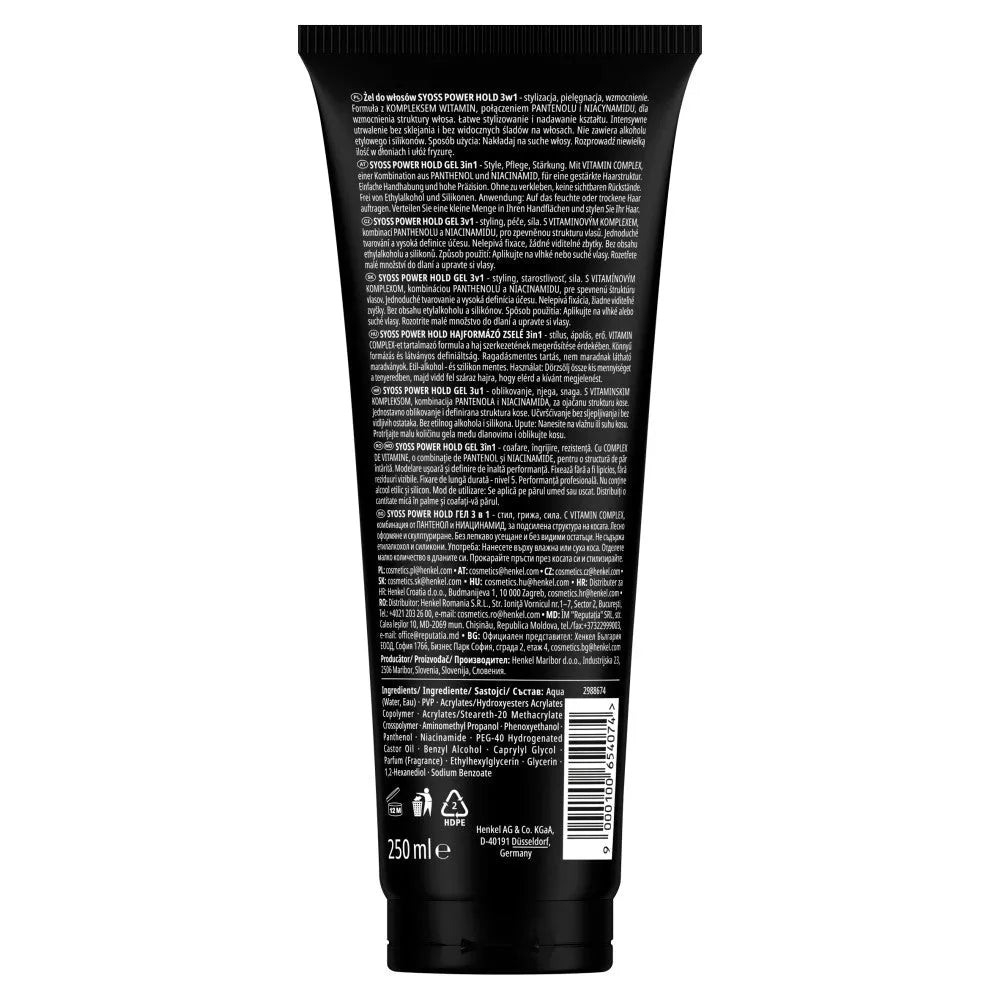 Schwarzkopf Syoss Power Hold plaukų gelis vyrams 250ml - Kosmetika