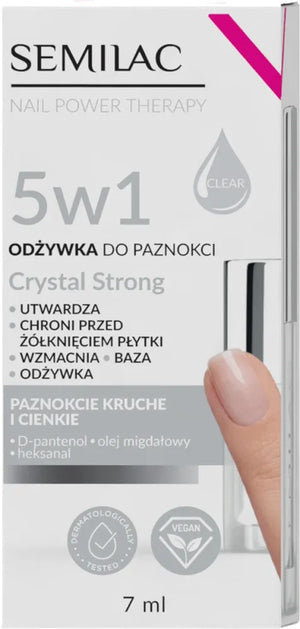 SEMILAC Nagų Stipriklis Galia Terapija 5in1 Kristalų Stiprus 7 ml - Kosmetika