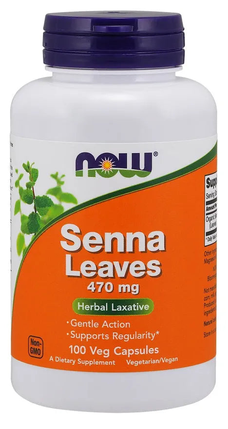 Senna Leaves 470mg - 100 vcaps - NOW Foods - Papildai