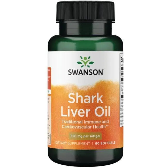 Shark Liver Oil - Ryklio kepenų aliejus - 550 mg - N60 - Swanson - Papildai