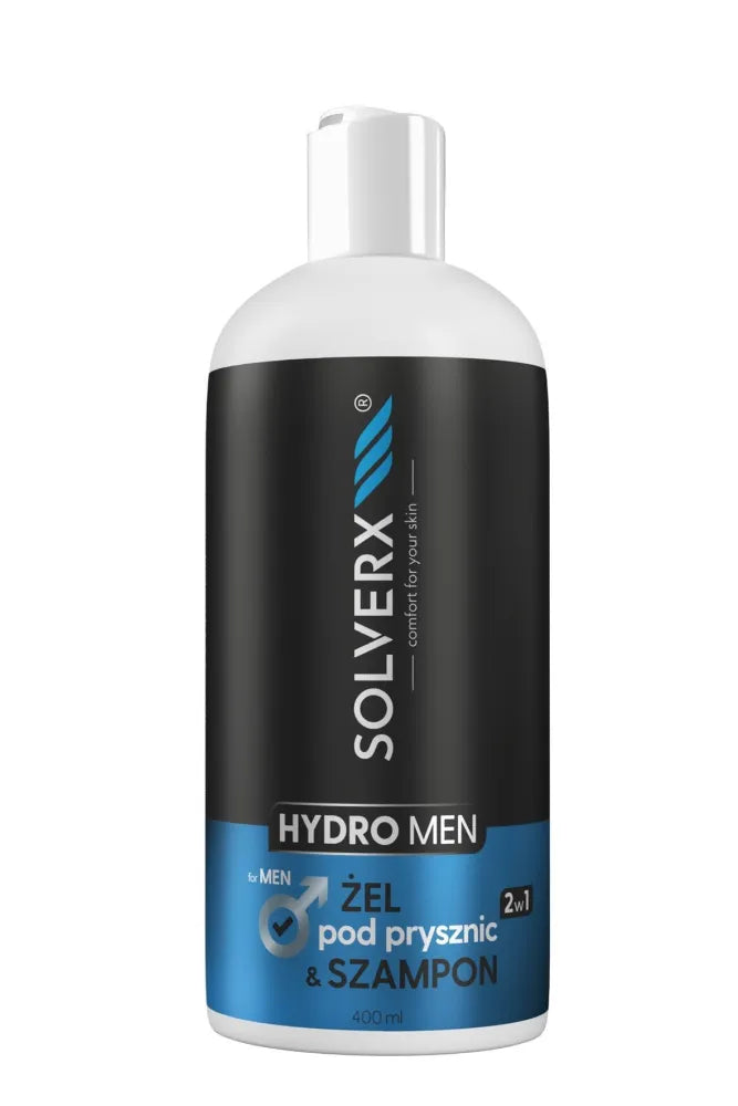 SOLVERX Hydro Men Dušo Gelis ir Šampūnas 2in1 400ml - Kosmetika