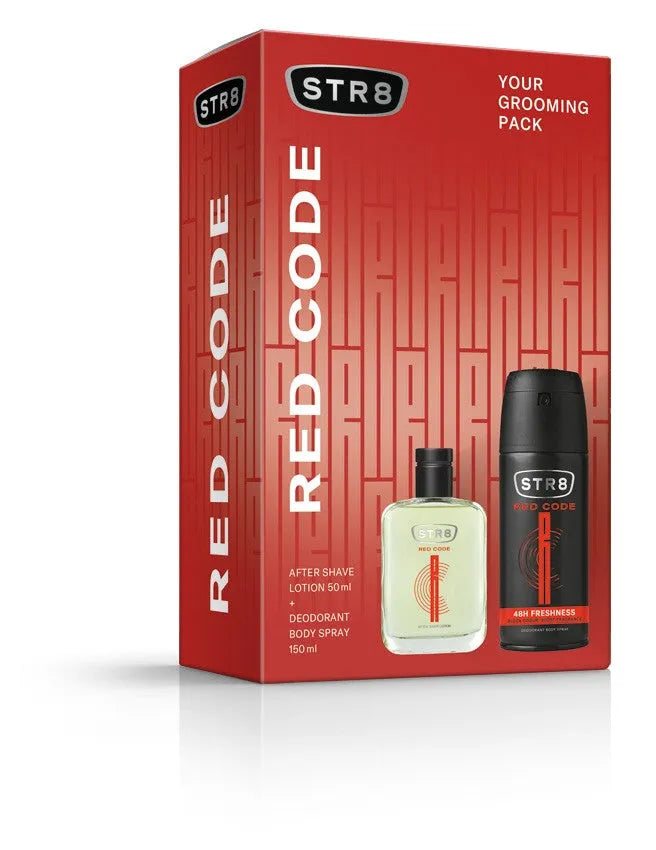 STR 8 Red Code dovanų rinkinys (Aftershave 50ml + Deo purškiklis 150ml) - Kosmetika