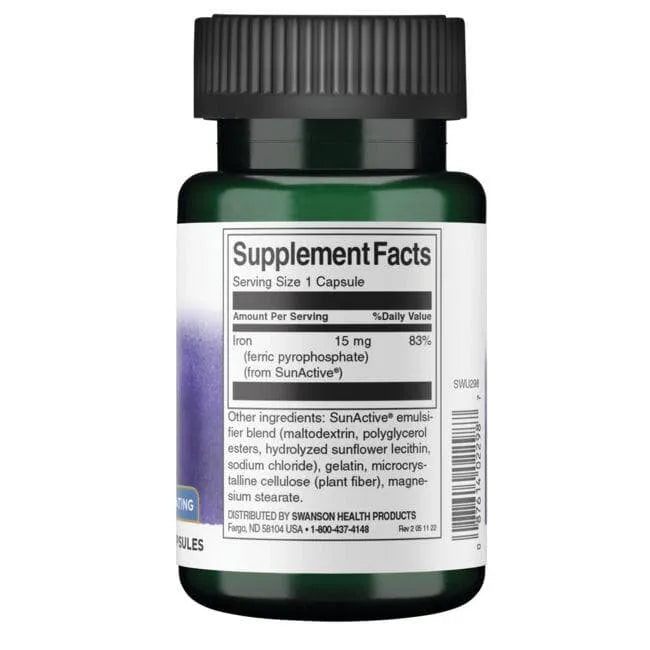 SunActive Iron - Geležis - 15 mg - N90 - Swanson - Papildai